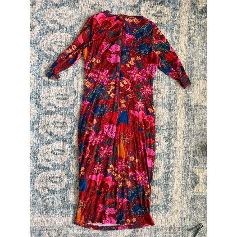 Farm‎ Rio Snake Garden Red Floral Jersey Midi Dress Medium Great Condition - Picture 5 of 8